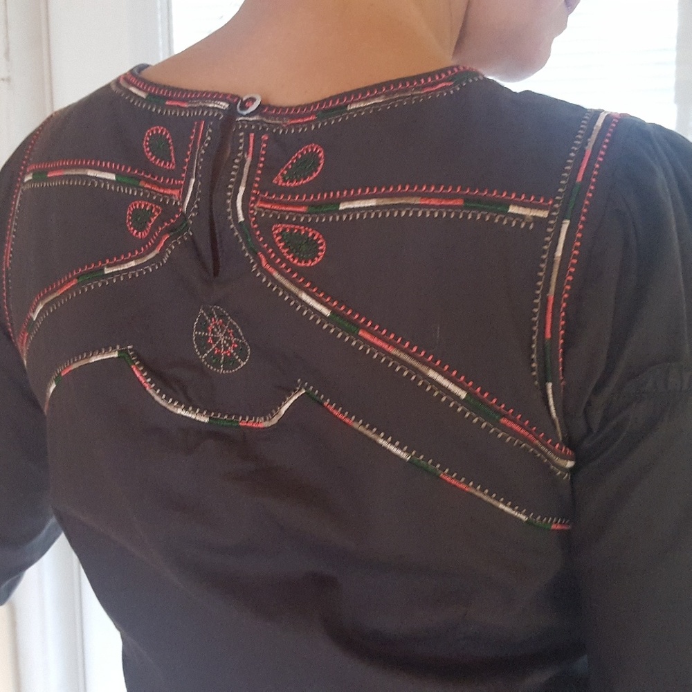 Embroidered boho long sleeve dress